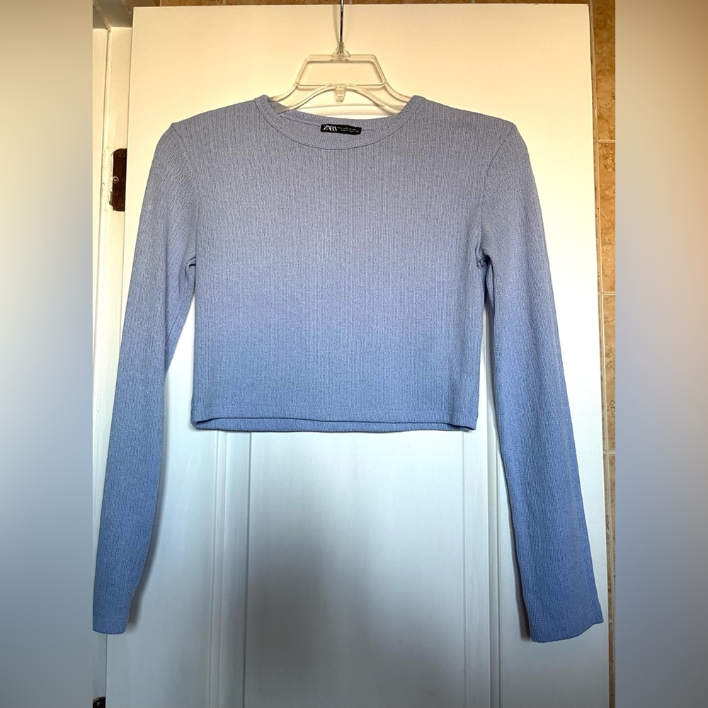 ZARA knitted long sleeve crop top